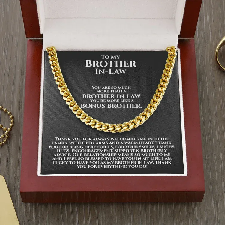 To My Brother-In-Law Necklace Cuban Link Chain Necklace Gift Set - You're More Like A Bonus Brother-Jessemade AU