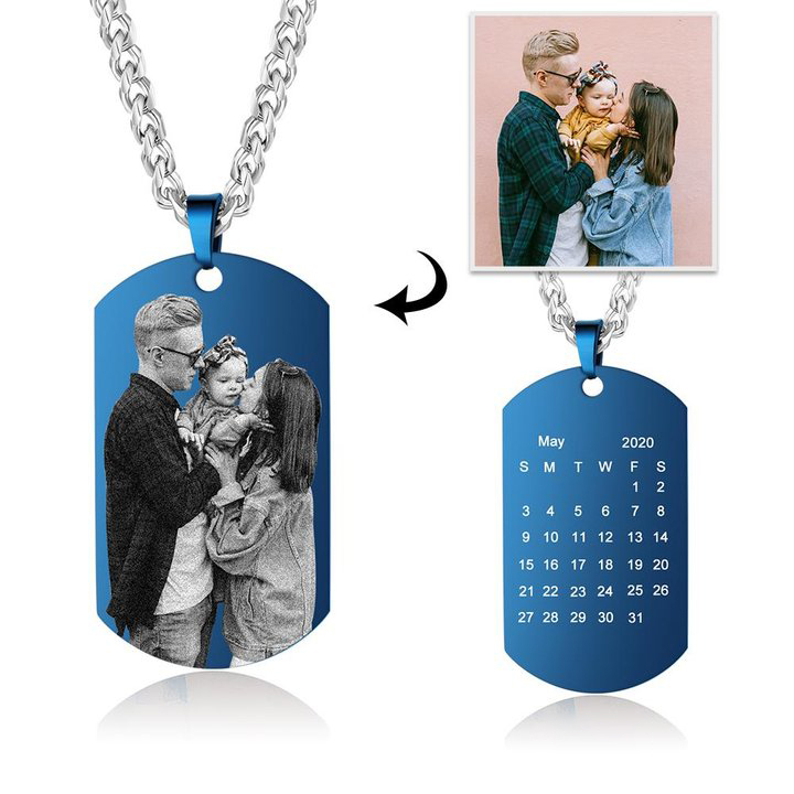 Personalised Photo Tag Necklace Custom Photo Cuban Chain Necklace Gifts For Father-Jessemade AU