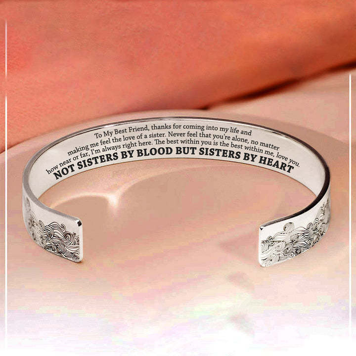 Sisters by blood but sisters by heart, Cuff Bangle Bracelet Gifts For Her-Jessemade AU