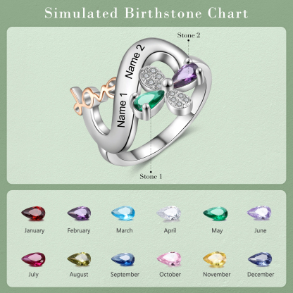 Personalised Butterfly Ring Custom 2 Birthstones Love Ring Gifts For Her-Jessemade AU