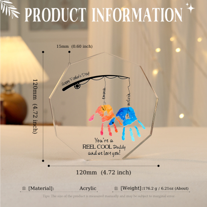 Personalised Acrylic Nine-Sided Shape Plaque Custom 2 Names Fishing Ornaments - You're A Real Cool Daddy And We Love You-Jessemade AU