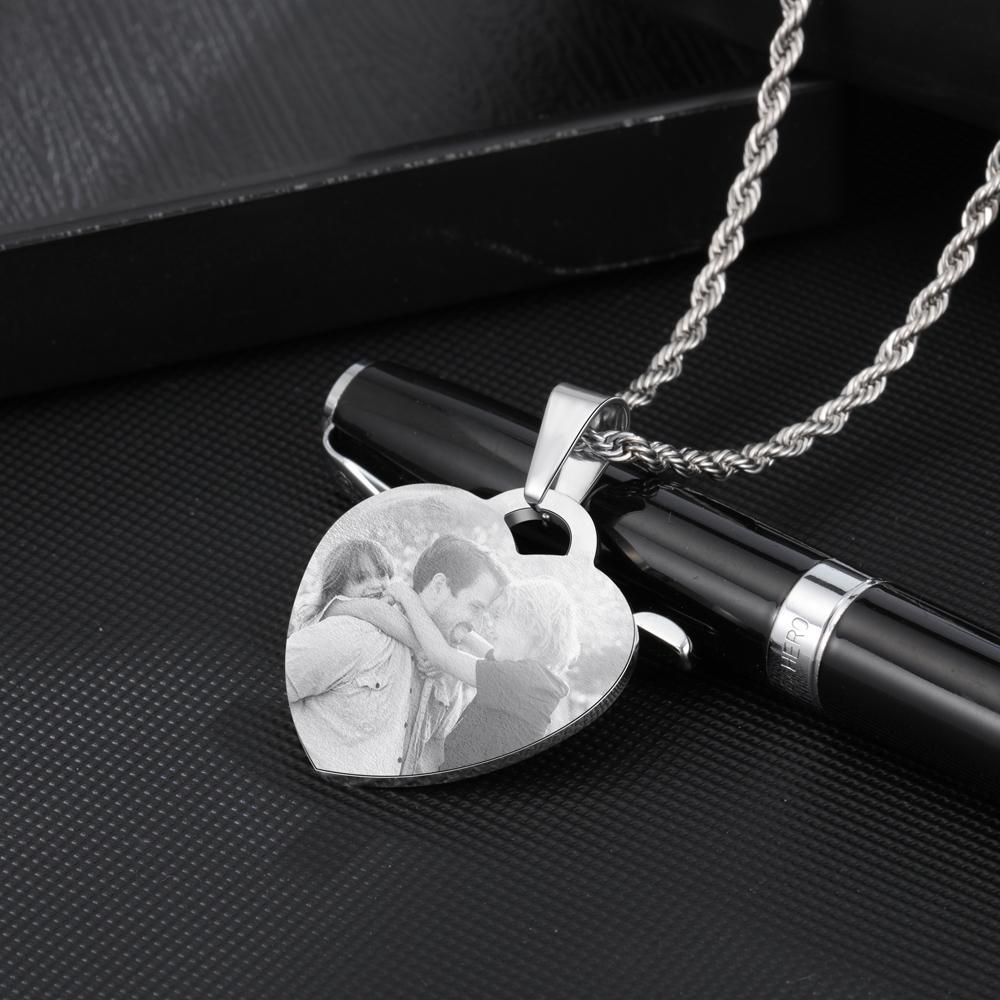 Personalised Heart Necklace Custom Photo Necklace Gifts For Father-Jessemade AU