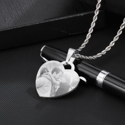 Personalised Heart Necklace Custom Photo Necklace Gifts For Father-Jessemade AU