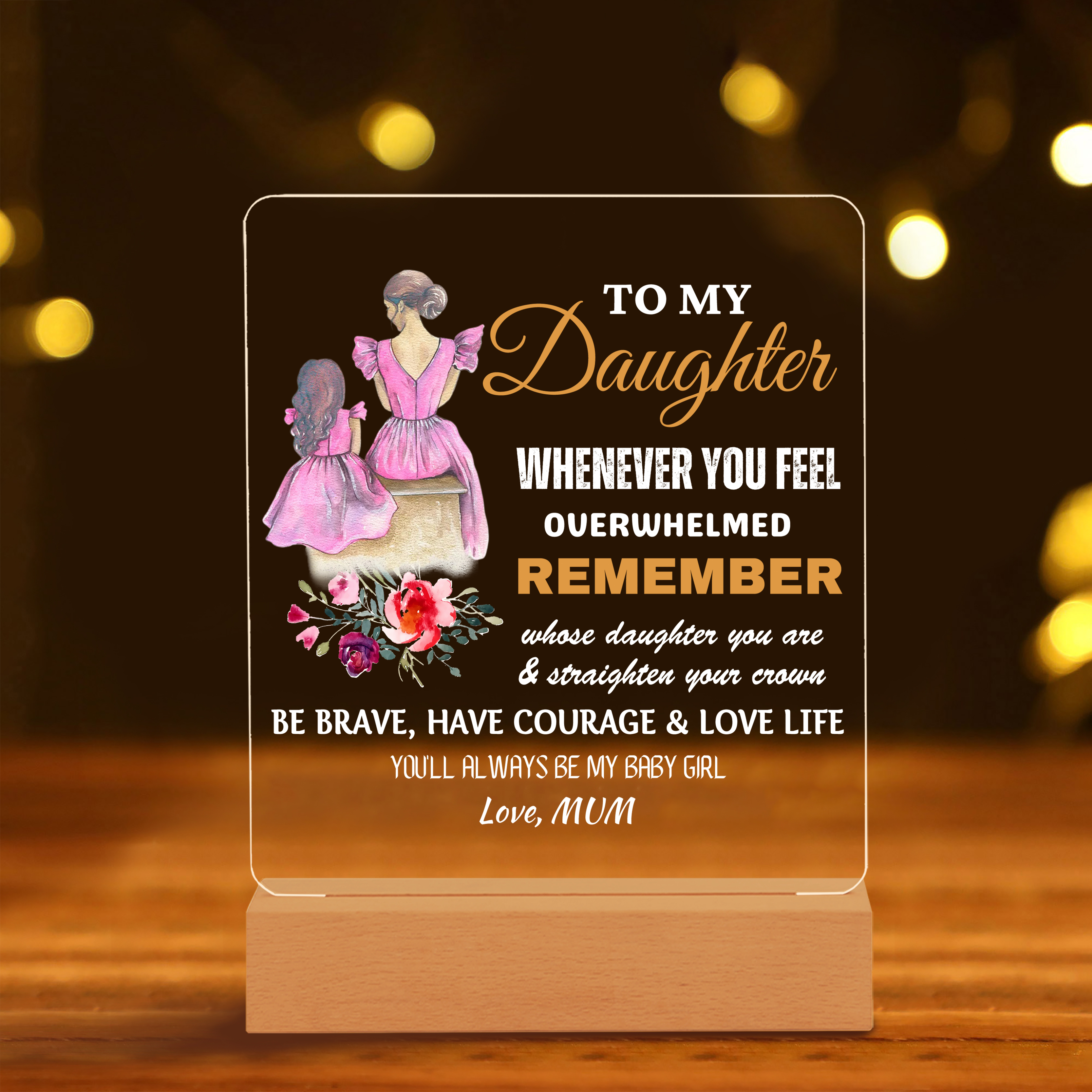 To My Daughter Acrylic Night Light "You'll Always Be My Baby Girl" LED Lamp Heartwarming Gifts-Jessemade AU