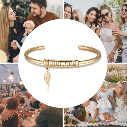 6 Beads Bracelet with a leaf-Jessemade AU