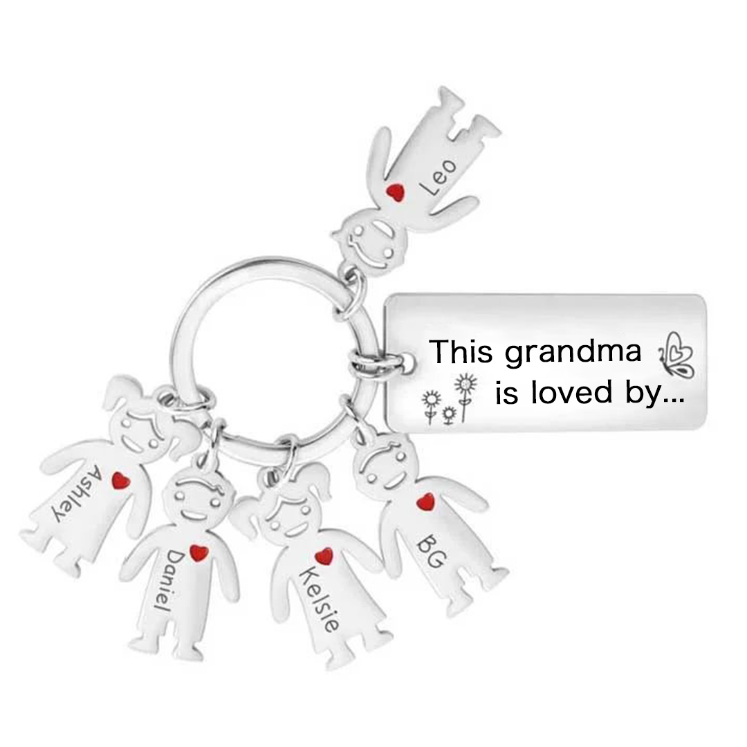Custom 4 Names Personalised Family Keychain Gift for Grandma-Jessemade AU