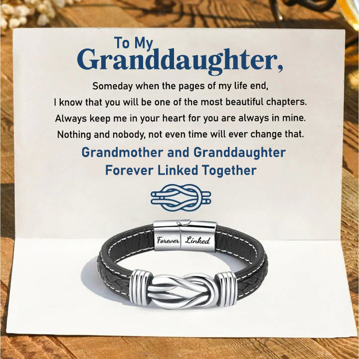 Grandmother and Granddaughter Forever Linked Together Leather Knot Bracelet Birthday Gift-Jessemade AU