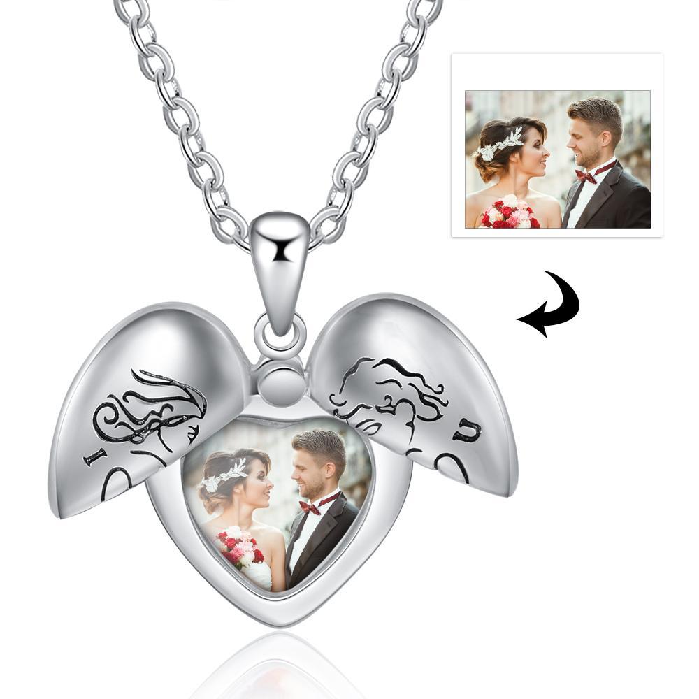 Personalised Heart Photo Locket Necklace Custom Photo Necklace Gifts For Her-Jessemade AU