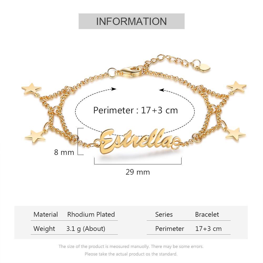 Christmas Custom Bracelet Personalised 1 Name Bracelet Star Charm-Jessemade AU