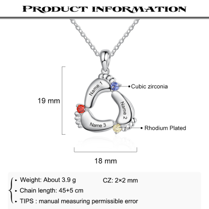 Personalised Baby Feet Keychain With 3 Birthstones Engraved names Keychain Gifts For Mother-Jessemade AU