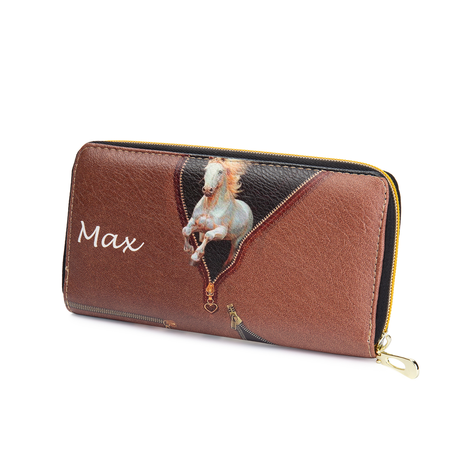 Long Purse Personalised Horse Leather Wallet Engraved 4 Photos Zip Wallet Gifts for Her-Jessemade AU