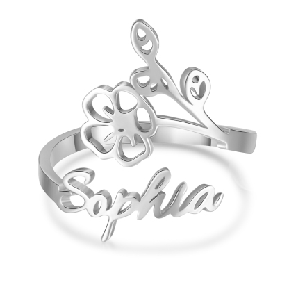 Personalised July Birth Flower Ring With Name Gifts For Her-Jessemade AU