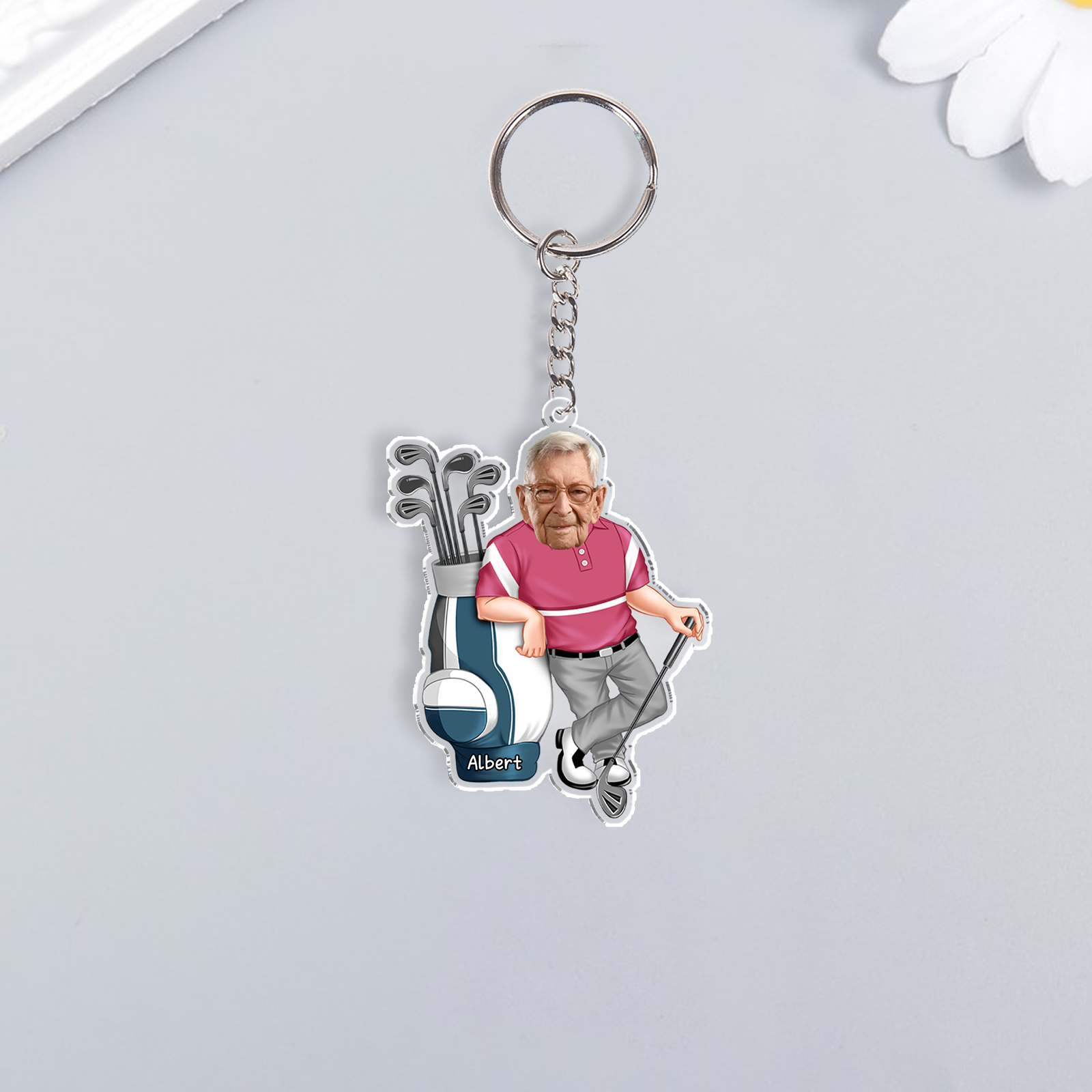 Custom Photo & Name Acrylic Keychain Golf Hanging Ornament Creative Personalised Gift for Him-Jessemade AU