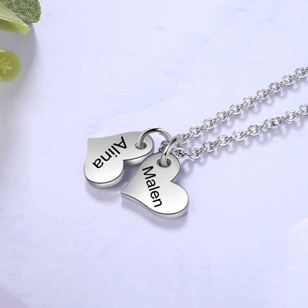 Jessemade Personalised 2 Names-Hearts Necklace For Her-Jessemade AU