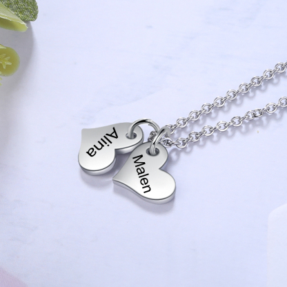 Jessemade Personalised 2 Names-Hearts Necklace For Her-Jessemade AU