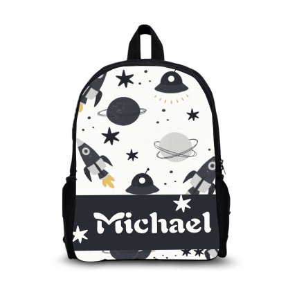 Custom Name Schoolbag Personalised Rocket and Satellite Backpack Travel Bag for Kids-Jessemade AU