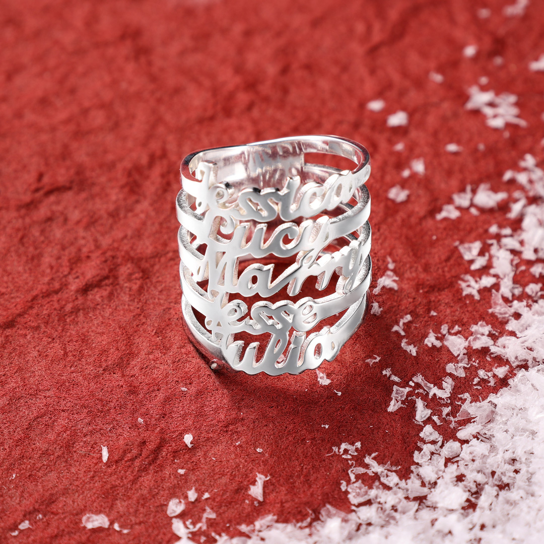Personalised Name Ring Custom 5 Names Ring Gifts For Women-Jessemade AU