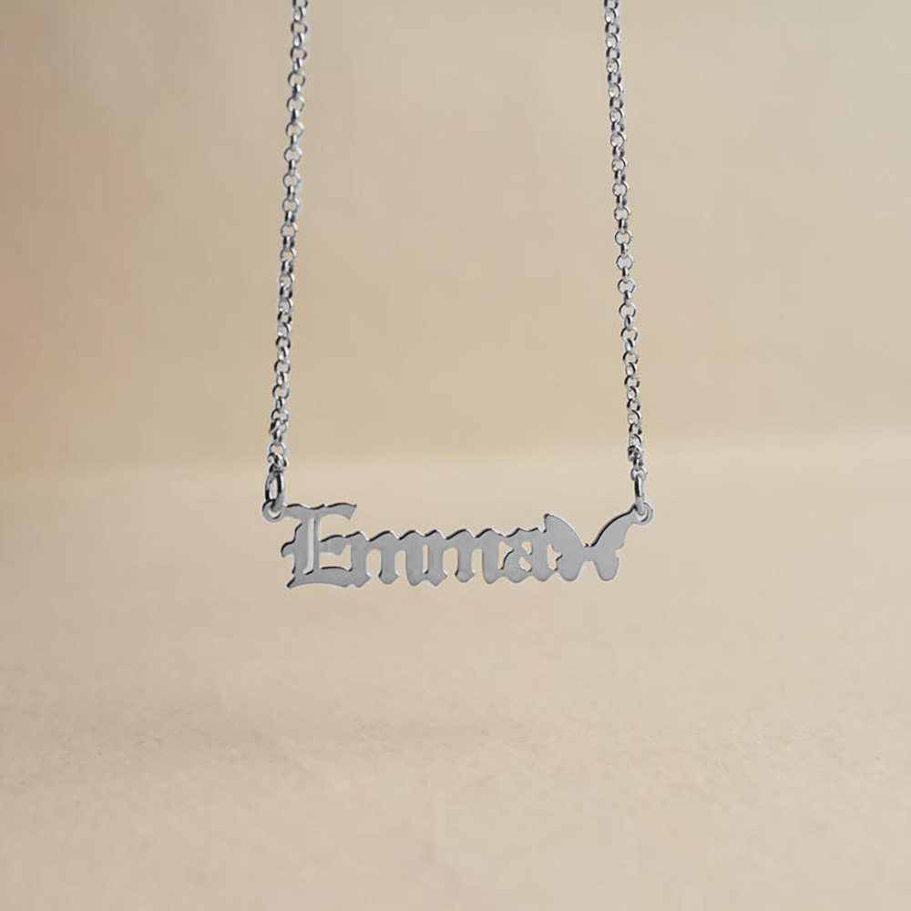 Personalised Butterfly Necklace Custom 1 Name Necklace Gift For Women-Jessemade AU