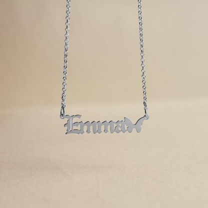 Personalised Butterfly Necklace Custom 1 Name Necklace Gift For Women-Jessemade AU