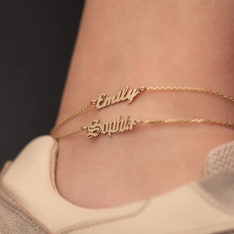 Adjustable Personalised Name Ankle Bracelet Custom 1 Name Anklet Gifts for Her-Jessemade AU