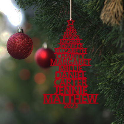 14 Names - Personalised Christmas Tree Ornaments Customised Name Xmas Wooden Decor Gifts for Family Friends-Jessemade AU