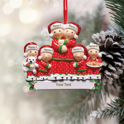 Pajamas Christmas Ornament Custom 5 Names Hanging Ornament Gifts For Family-Jessemade AU
