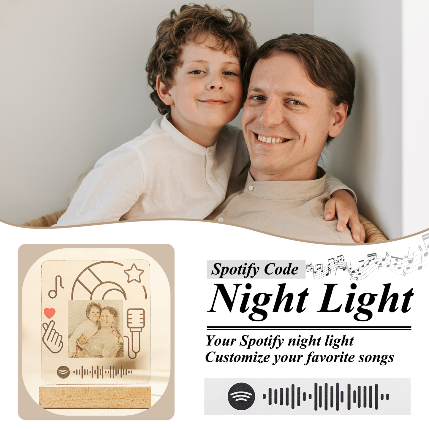 Personalised Spotify Code Photo LED Night Light-Can Play Music-Interesting-Jessemade AU