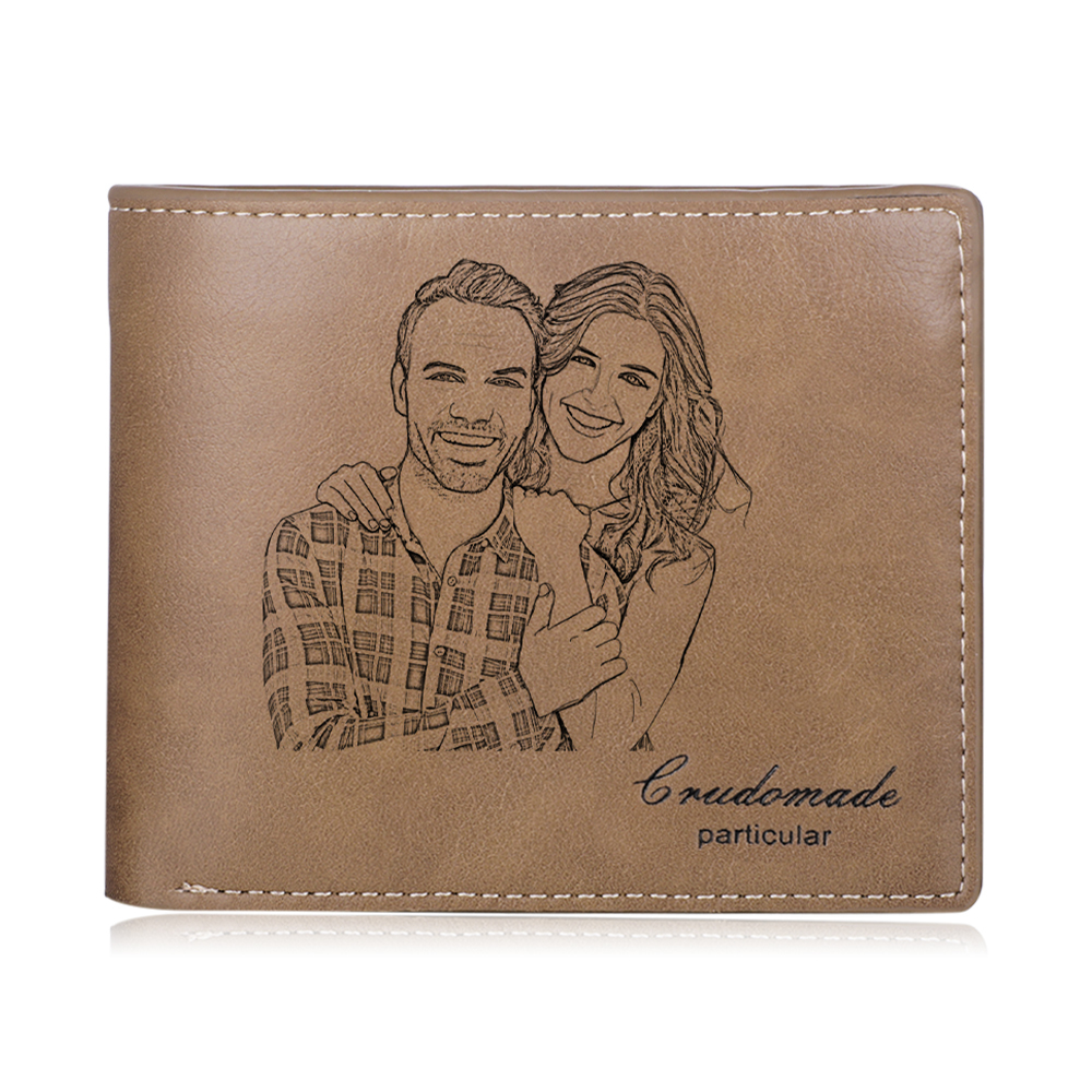 Personalised Leather Wallet Engraved Photo Short Purse Gifts For Men-Jessemade AU