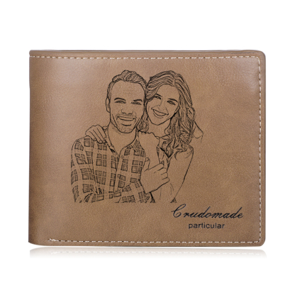 Personalised Leather Wallet Engraved Photo Short Purse Gifts For Men-Jessemade AU