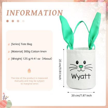 Easter Bunny Tote Bag Personalised Name Bucket Bag Bunny Basket Gifts For Kids-Jessemade AU