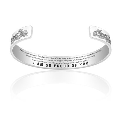 For Daughter- Wave Cuff Bangle Bracelet "I Am So Proud Of You"-Jessemade AU