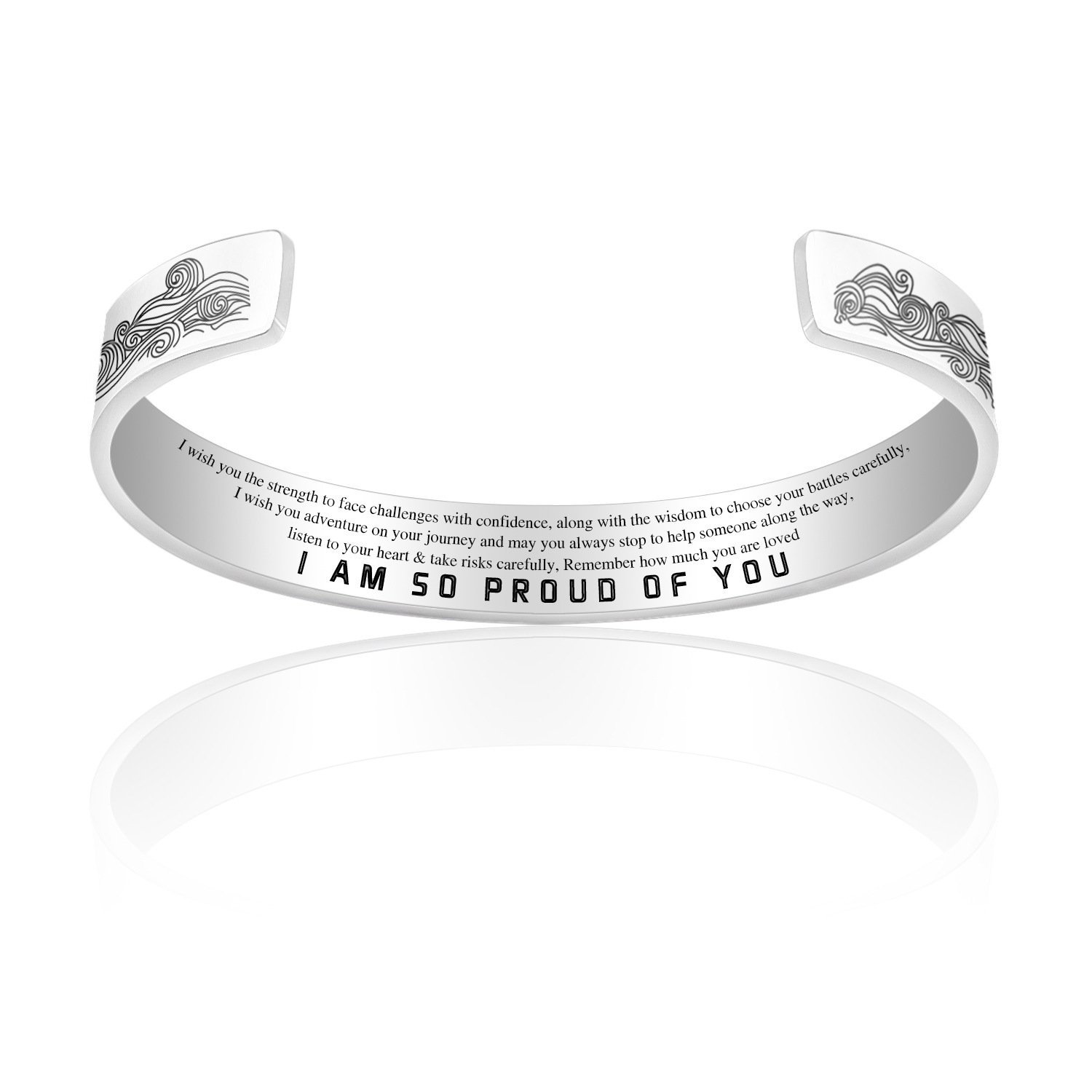 To My Daughter Cuff Bangle Bracelet "I Am So Proud Of You"-Jessemade AU