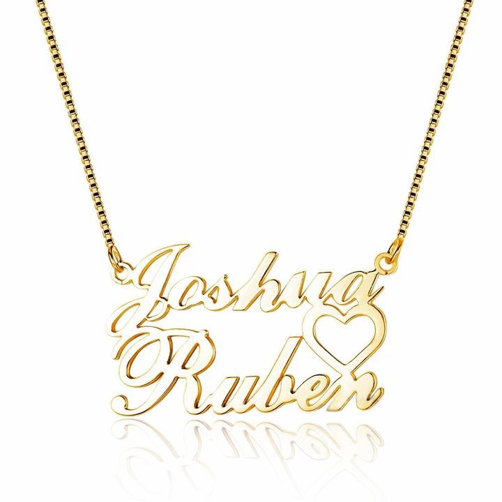 Personalised Heart Necklace Custom 2 Names Necklace Gift For Women-Jessemade AU