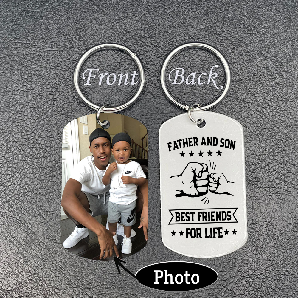 Personalised Father and Son Photo Keychain Best Friends In Life Father Keyring-Jessemade AU