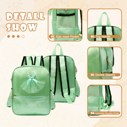 Personalised Princess Dress Style Schoolbag Custom Name Backpack Back To School Gift for Girls-Jessemade AU