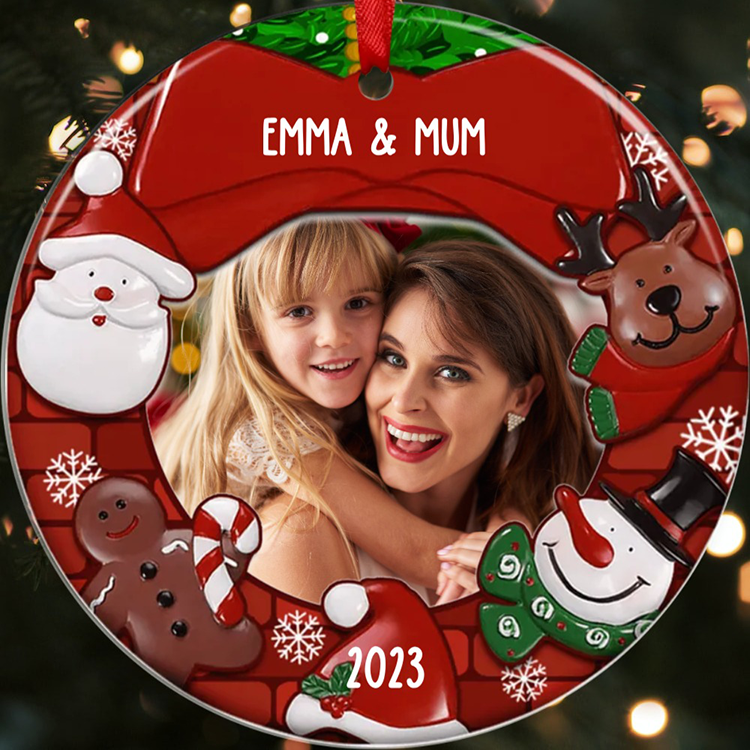 Acrylic Christmas Circle Ornaments Customised Photo & Name & Year Ornament Newborn Christmas Gifts-Jessemade AU