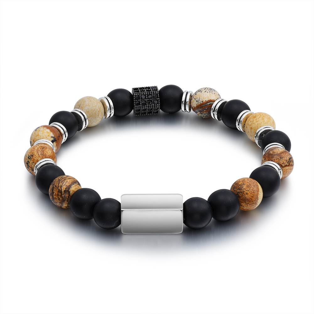 Personalised Round Beads Bracelet Custom Names Men's Bracelet Gifts For Him-Jessemade AU