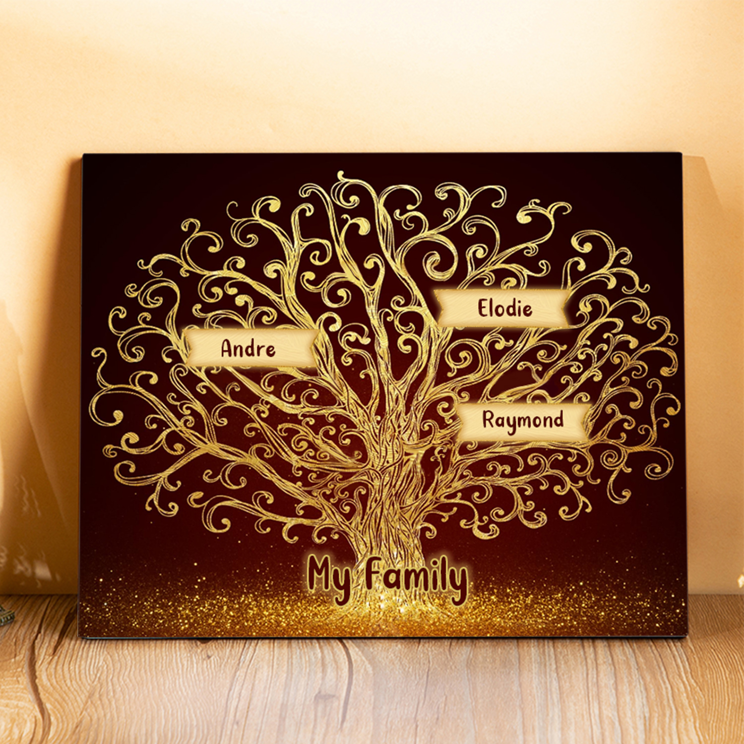 3 Names - Personalised Family Tree Wooden Plaque Custom Text Home Decor Gifts for Mother/Grandma-Jessemade AU