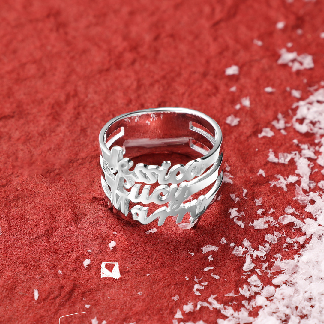 Personalised Name Ring Custom 2 Names Ring Gifts For Women-Jessemade AU
