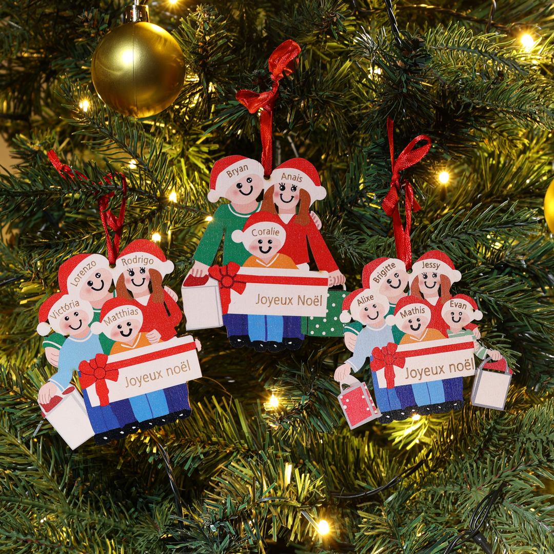 Personalised Family Of 4 Decorating Christmas Tree Ornament-Jessemade AU