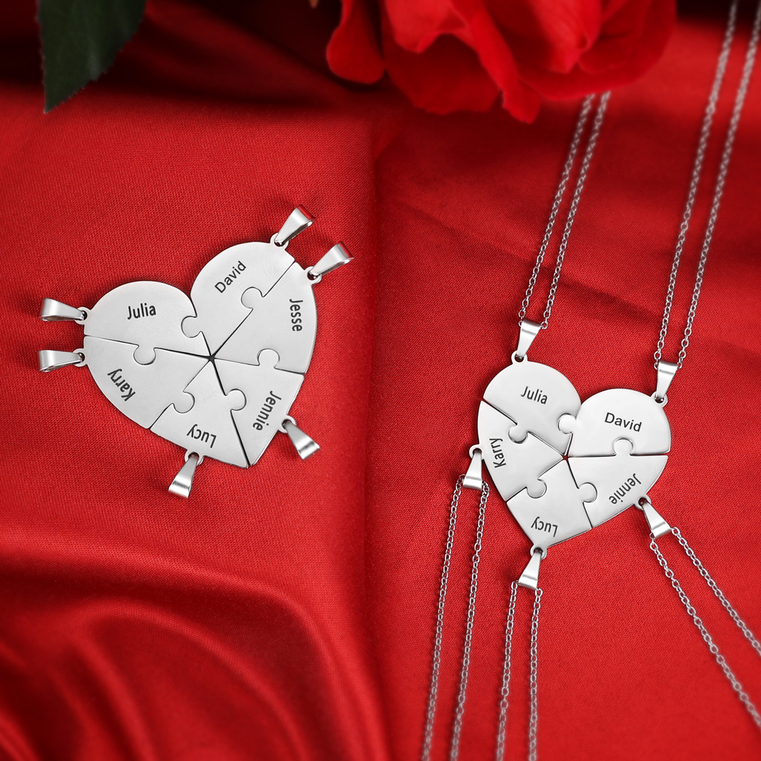 Personalised Heart Puzzle Necklace With 2 Names Gifts For Her-Jessemade AU