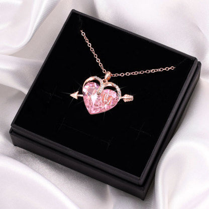 Heart-shaped Crystal Necklace Birthstone Necklace Gifts For Her-Jessemade AU