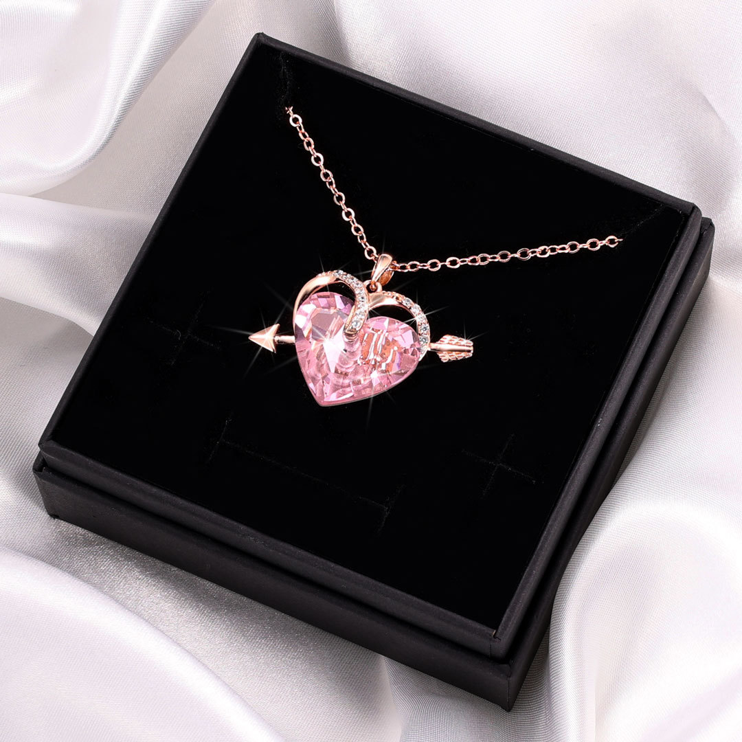 Heart-shaped Crystal Necklace Birthstone Necklace Gifts For Her-Jessemade AU