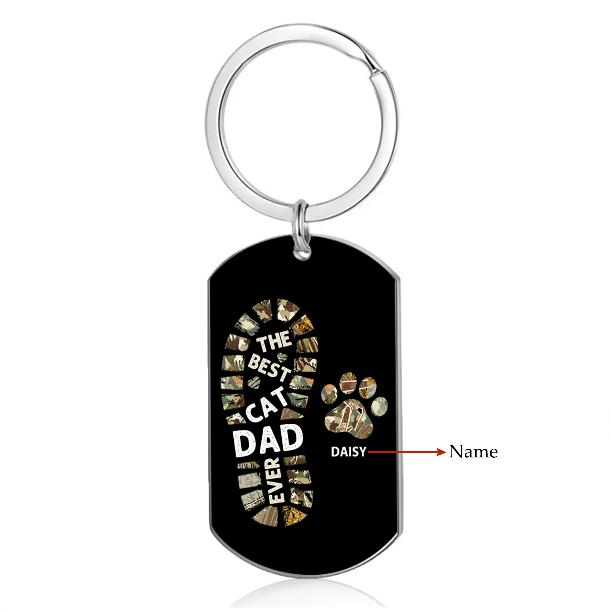 Personalised 1 Name Dad Shoe Cat Paw Keychain Pet Lovers Keychain Gifts for Men - The Best Cat Dad Ever-Jessemade AU