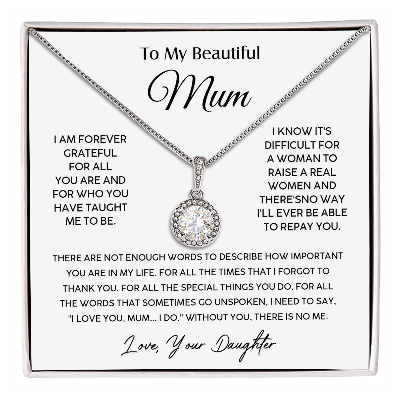 To My Beautiful Mum Necklace Mother's Day Gift Set - I Am Forever Grateful For All You Are And For Who You Have Taught Me Το Be-Jessemade AU