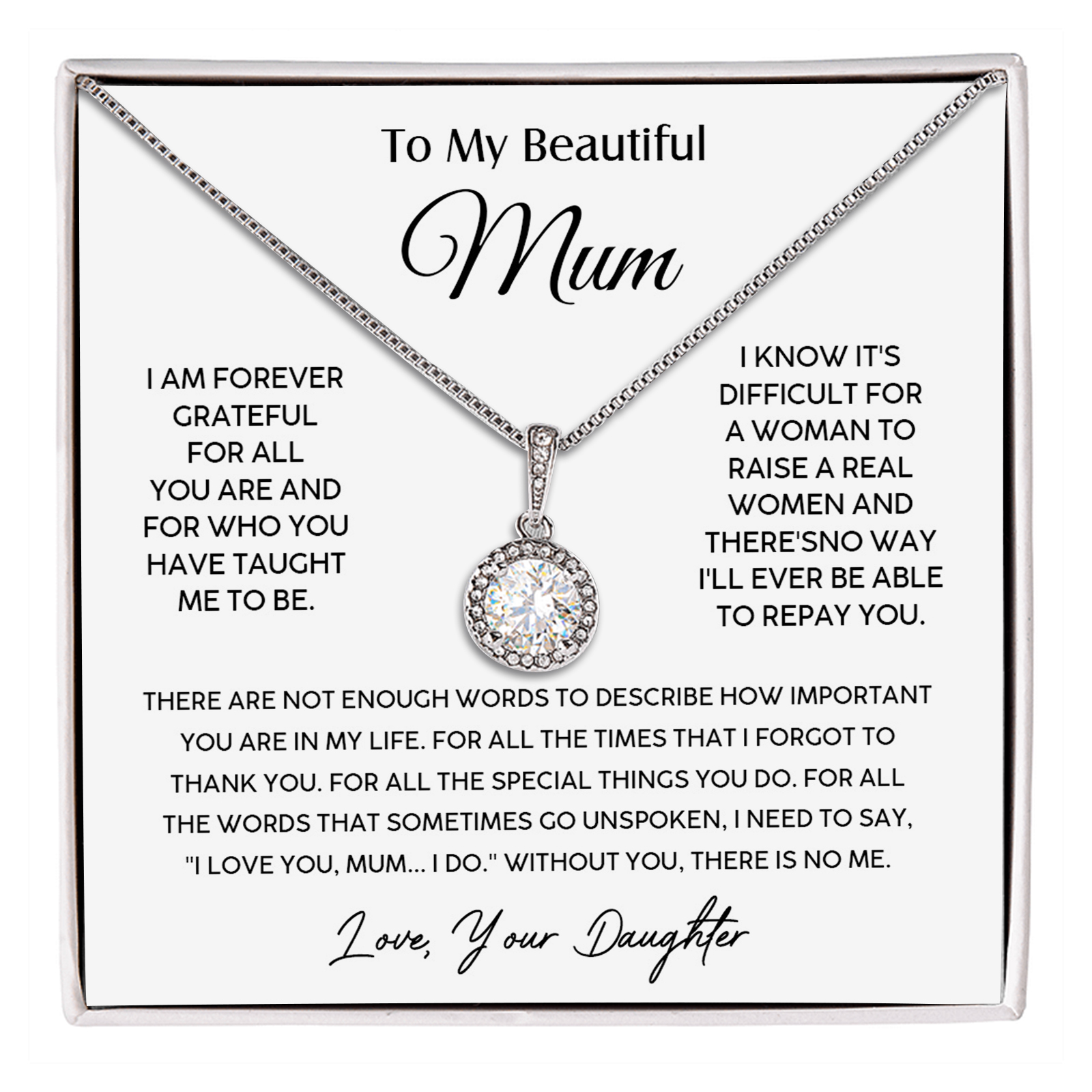 To My Beautiful Mum Necklace Mother's Day Gift Set - I Am Forever Grateful For All You Are And For Who You Have Taught Me Το Be-Jessemade AU