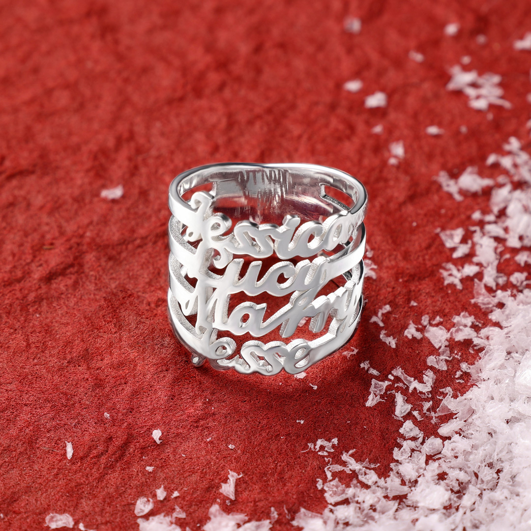 Personalised Name Ring Custom 4 Names Ring Gifts For Women-Jessemade AU