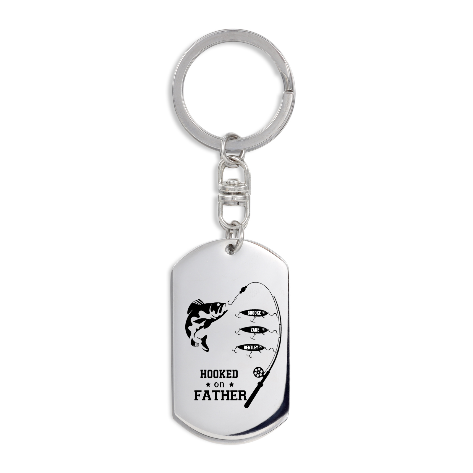 Fishing Keychain For Dad Custom Photo Keyring Engrave 3 Names Father's Day Gifts-Jessemade AU