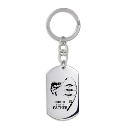 Fishing Keychain For Dad Custom Photo Keyring Engrave 3 Names Father's Day Gifts-Jessemade AU