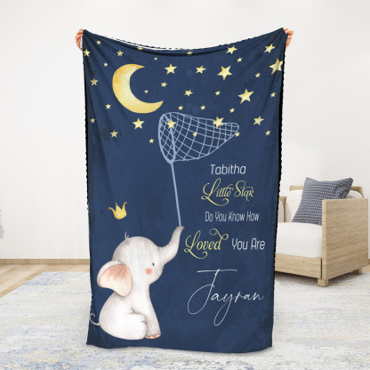 Personalised Elephant Blanket Custom Name Cute Cartoon Blanket-Jessemade AU